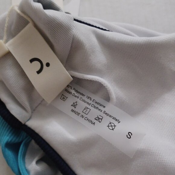 COMMENSE ASYMMETRICAL STRIPED ONE SHOULDER CUTOUT SWIMSUIT BLUE SIZE SMALL - Picture 2 of 10